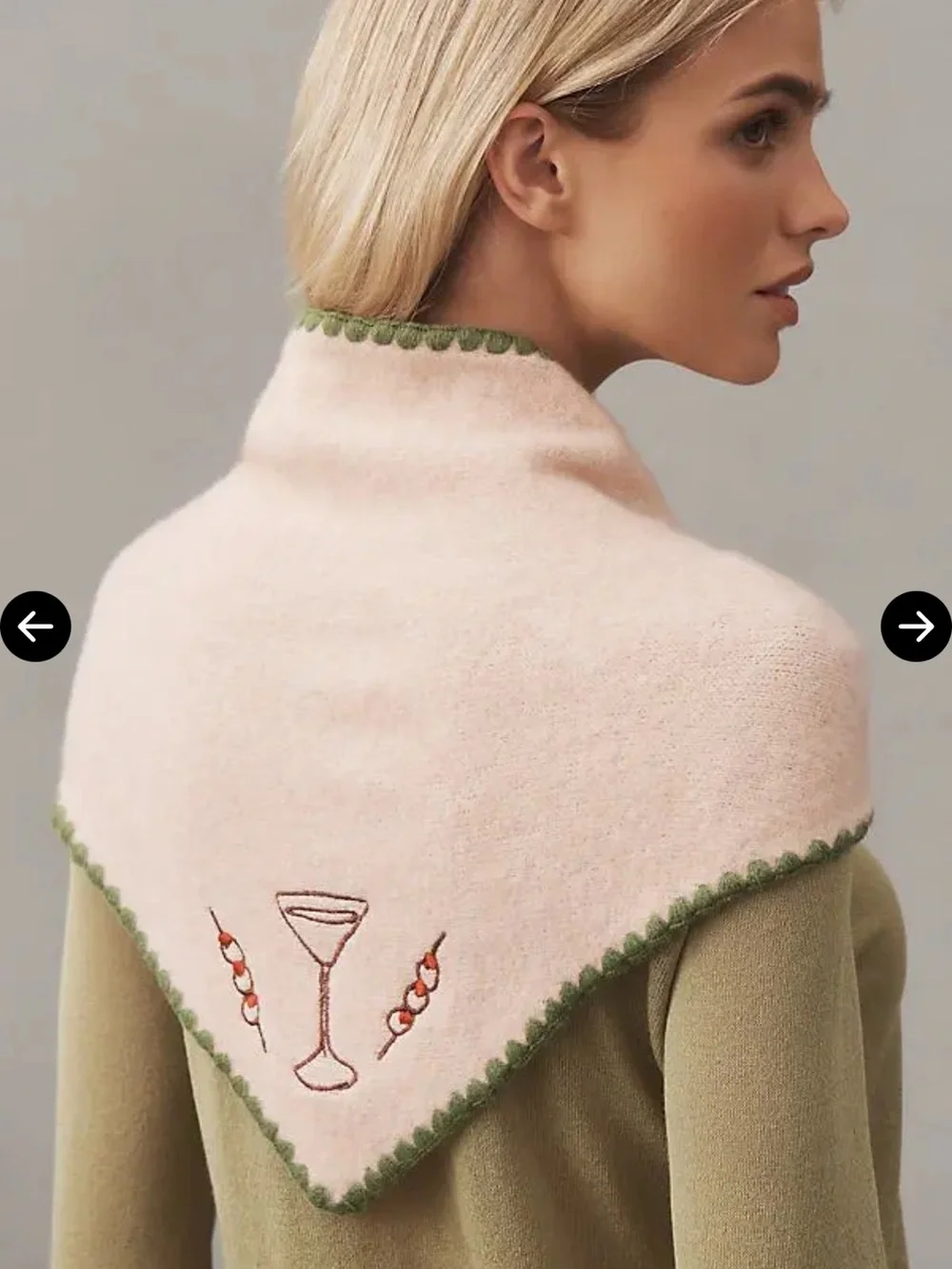 Martini icon embroidered triangle scarf